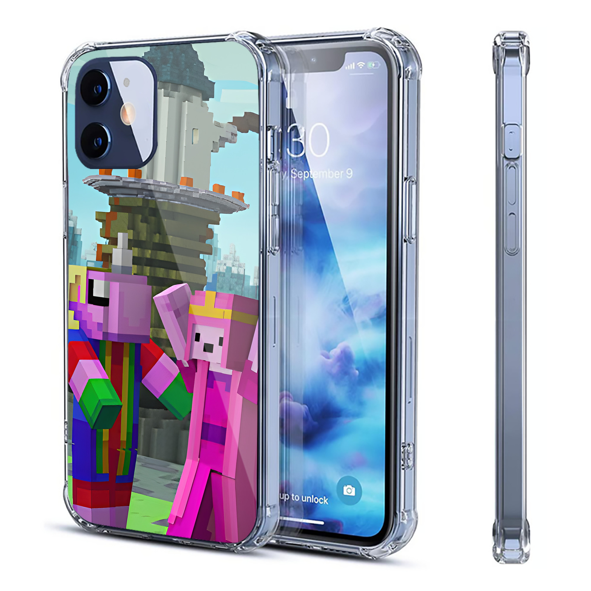 （画像用） マインクラフト ブロックの世界 Minecraft MC Block world 【iPhone 12シリーズ対応】透明スマホケース（クリアソフトケース）